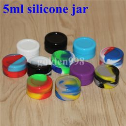 Groothandel 5 ml 7ml non-stick siliconen jar dab waxcontainers voor wax siliconen potten concentraat case 6 in 1 pass fda lfgb-test