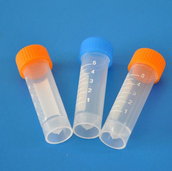 Tubes à essai congelés en plastique en gros de 5 ml flacon vide contenant d'emballage de bouchon à vis avec joint en silicone