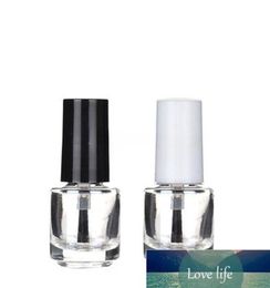 Groothandel van 5 ml Ronde Vorm Refilleerbare Lege heldere glazen nagellakfles voor nagelkunst met borstel Zwarte dop Witte doppen