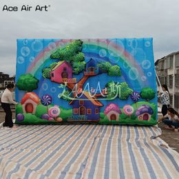 En gros 5mlx3mwx1md Mur de fond droit gonflable pour la série de thème de librairie Paradise pour enfants