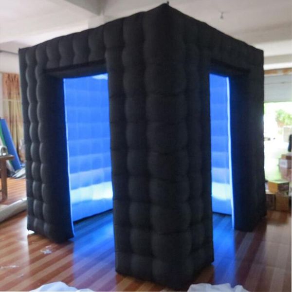 wholesale 5mLx5mWx3mH (16.5x16.5x10ft) Envío gratis personalizado hermoso cuadrado negro fotomatón inflable Photobooth boda fiesta carpa recinto con 2 puertas