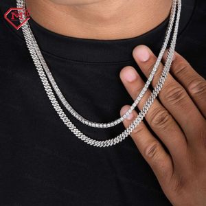 Chaîne à maillons cubains Miami 5mm, hip hop, en argent Sterling 925 glacé Vvs Moissanite, chaîne à maillons cubains, vente en gros