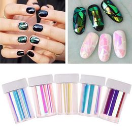 Groothandel-5PC/Lot 2016 Fashion Punk Transfer Foly Sticker Broken Glass Nail Art Diy Nailery Decoration Stencil Decal NA1079