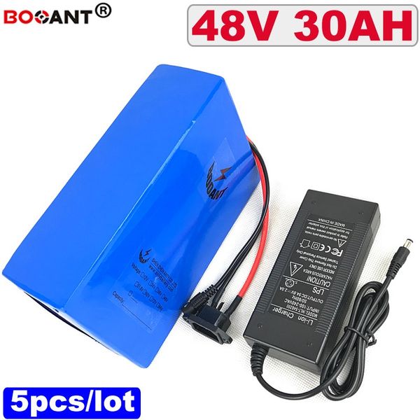 Batterie Lithium Rechargeable pour vélo électrique Bafang BBSHD, 5 pièces, 48V, 30ah, pour moteur 48V, 2000W, avec chargeur 5a, vente en gros, livraison gratuite