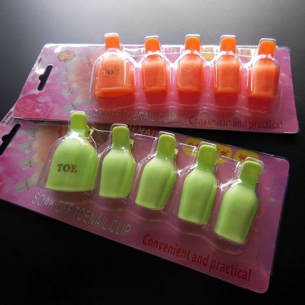 Venta al por mayor- 5PCS Soaker Remover Caps Clip Tool Set Removedor de esmalte de uñas para uñas de los pies Soak Off UV Gel Polish nail tool