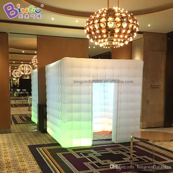 wholesale 5x5x3mH (16.5x16.5x10ft) cabine de photo gonflable de tente de salon commercial de vente avec des lumières jouets kiosque photographique d'inflation de sport pour la décoration d'événement de fête