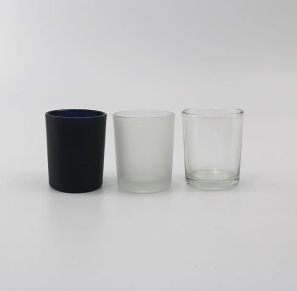 wholesale 5x6 cm negro blanco rojo Mate velas de vidrio transparente titular taza vacía DIY vela contenedor SN4267