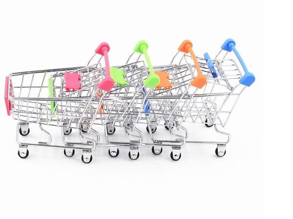 Vente en gros 6 couleurs Mini Supermarché Handcart Utilitaire Panier Mode Stockage Organisateur Enfants Cadeau Enfants Jouet De Noël