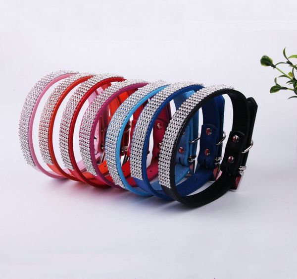 En gros 6 Couleurs 4 Taille Chien Colliers Laisses Réglable En Daim En Cuir Mignon Pet Strass Léger Portable Délicat