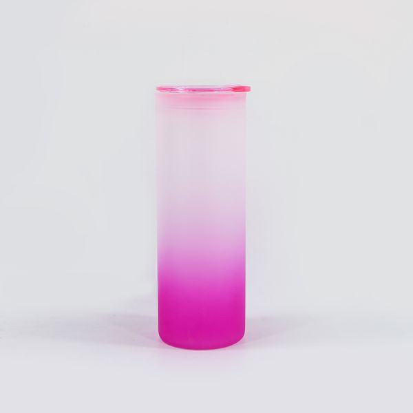 Vente en gros 6 couleurs Gobelets à sublimation Gradient givré et verres clairs avec couvercle coloré DHL