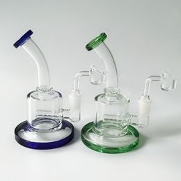 En gros 6 pouces Mini Rigs 5mm d'épaisseur en verre Bong Inline Percolator verre eau Bongs Heady Glass Recycler Dab Rig avec 4mm Quartz Banger