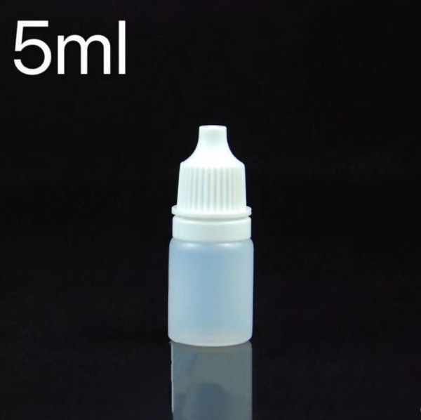 Flacon compte-gouttes en plastique pour liquide LDPE de 5ml, 6000 pièces/lot, avec bouchon inviolable, vente en gros, SN4511