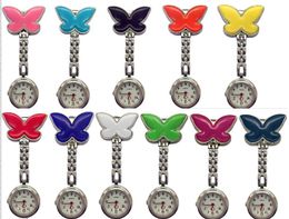 Groothandel 800 stks / partij Mix 11 kleuren Nieuwe Nursewatch Broches Siliconen Butterfly Chain Nurse Watch NW008
