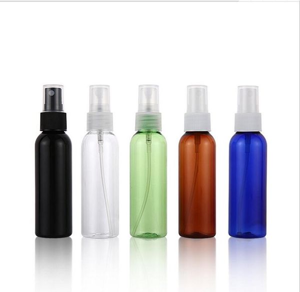 Bouteilles en plastique rondes colorées de 60 ml, avec pulvérisateurs à brume fine, bouteille de shampoing rechargeable, expédition rapide, vente en gros