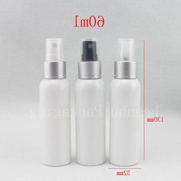 Bouteilles de parfum en spray anodisées blanches de 60 ml, flacon pulvérisateur de maquillage, buse anodisée pour récipient vide de parfum, vente en gros Asrbt