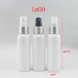 Bouteilles de parfum en vaporisateur anodisé blanc de 60 ml de 60 ml, bouteille de pulvérisation de réglage de maquillage, buse anodisée pour parfum Contaiteur vide rkvtt