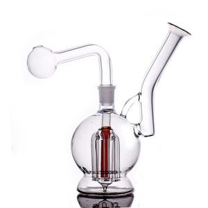 Vente en gros 60pcs bongs en verre narguilés bras arbre percolateur percolateur 14mm femelle recycleur fumée conduite d'eau Dab plates-formes cendrier avec tuyau de brûleur à mazout en verre à bille de 30mm