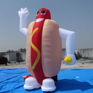 En gros 6m 20ft de haut mignon publicitaire Carton de hot-dog gonflable, ballon de saucisse gonflable géant pour promotion