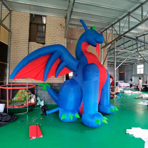 wholesale Dragón de fuego inflable soplado por aire Gemmy gigante de 6 m con alas Dragón que respira Chocolate caliente Navidad en venta