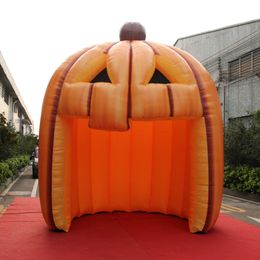 vente en gros tente de citrouille gonflable artificielle de 6 mH (20 pieds) pour la décoration d'Halloween événement extérieur tunnel de scène orange avec ventilateur
