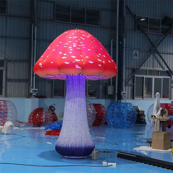 wholesale Champignon gonflable réaliste de 6 mH (20 pieds) avec lumières LED, scène de fête de 2 mètres de haut, accessoires de champignons réalistes, jouets décoratifs avec ventilateur, bateau gratuit