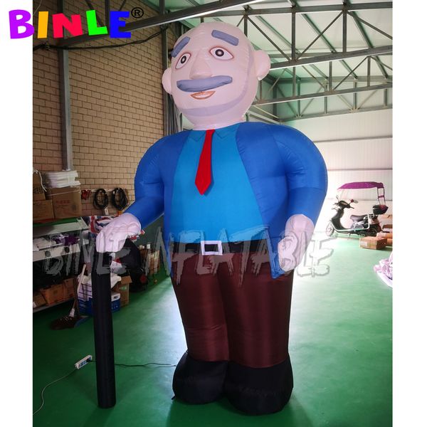 Vente en gros 6 mH (20 pieds) avec modèle Abraham gonflable de ventilateur, dessins animés géants de Hollande, vieil homme avec bâton pour la publicité