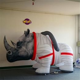 wholesale 6 ml (20 pies) con soplador Modelo personalizado gigante Inflable Animal Cerdo Inflables Elefante Rinoceronte con para decoración de eventos en el parque