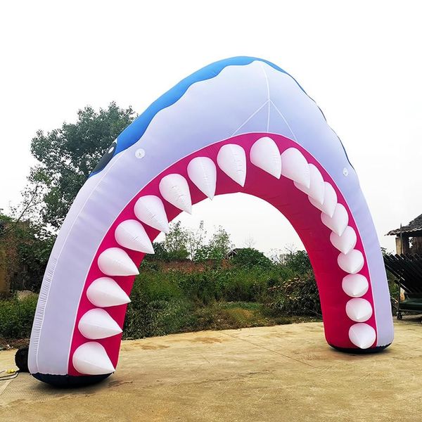 wholesale Arco inflable de boca de tiburón para actividades al aire libre personalizado de 6 mWx5 mH (20x16,5 pies) con arco de animales soplador para publicidad de eventos en el océano