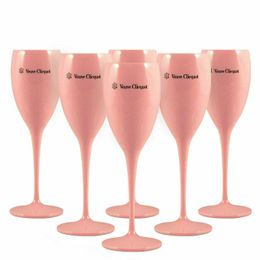 Groothandel 6 stks Veuve Clicquot Wijn Party Champagne Coupes Glas VCP Fluiten Beker Plastic Oranje Kopjes Kerst Ijs Imperial