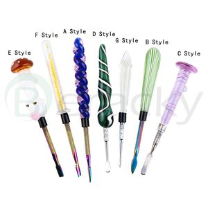 Groothandel 7 Stijlen Kleurrijk roken Glas Dabber Tools Vaporizer Droog Kruid Dabbers Nagelconcentraat Daber Banger Tools