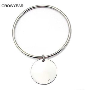 En gros 70mm 65mm 60mm Diamètre Cercle Bracelet Strass Pendentif Rond Bracelet En Acier Inoxydable Femmes Bijoux Q0717