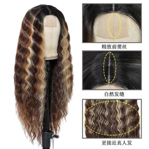 Groothandel 7kinds Multiclored Naturally Long Curly Hair Pony Synthetische haarpruiken voor vrouwelijke resistente synthetische pruiken snel schip