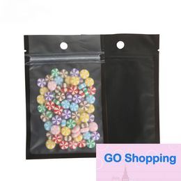 Venta al por mayor, 8,5x1 3 cm/3,25x5 pulgadas, 100 Uds., muesca de rasgadura mate transparente/negro/negro, bolsas de plástico Mylar con cierre de cremallera y agujeros para colgar