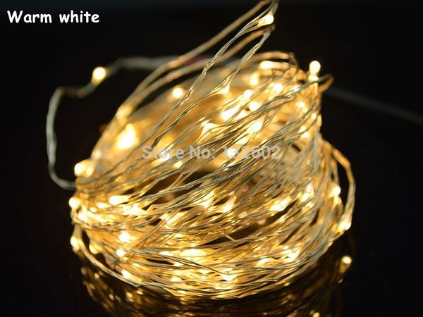 Vente en gros-8 couleurs 10M 100 LED argent / fil de cuivre LED guirlande lumineuse lampe avec UK, US, EU, adaptateur de prise AU pour la décoration