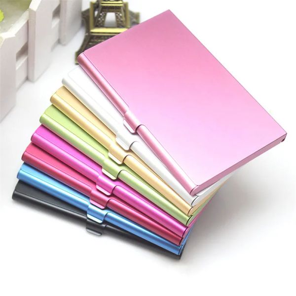 wholesale Portatarjetas de aluminio de 8 colores Estuche para tarjetas Estuches para billeteras comerciales para hombres o mujeres Portatarjetas delgados y delgados de metal BJ