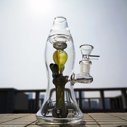 Venta al por mayor Lámpara de lava sólida de 8 pulgadas Cachimbas de vidrio Bongs Cabezal de ducha Percolador Reciclador interno Dab Oil Rig Bongs Tubos de agua de 5 mm de espesor con tazón XL-LX3