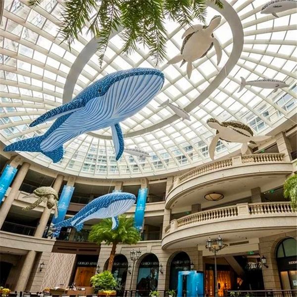 Baleine gonflable géante bleue de 8 m de longueur, avec LED, pour décoration de ville ou de spectacle de fête, vente en gros