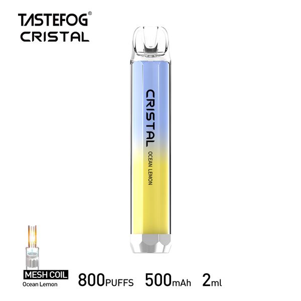 Wholesale 800 Puffs Disposable Vape Tastefog Crystal 800 Puffs 2 ml 550mAh Cigarette électronique TPD CERTIFICATION 10 Flavour Fast Livraison