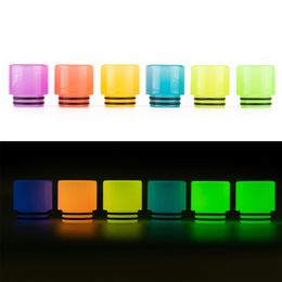 Gros 810 Fil Résine Drip Tip 10 Types Accessoires Fumeurs Changement De Température Lumineux Epoxy Fil Alésage Acier Inoxydable Pour Prince TFV8 Big Baby Tanks 528 RDA