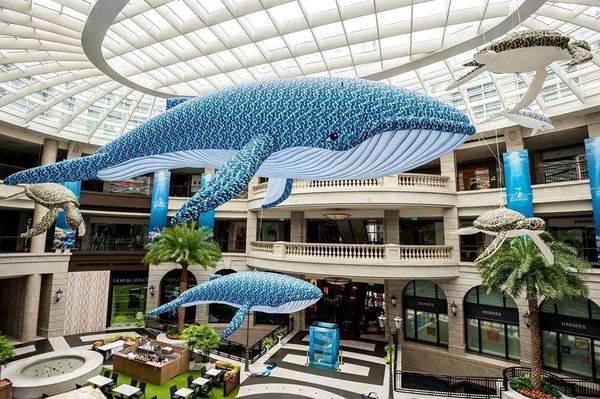 Baleine gonflable géante bleue de 8 m de longueur, avec LED, pour décoration de ville ou de spectacle de fête, vente en gros