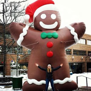 wholesale 8 metros 26.2 pies de alto Hombre de pan de jengibre inflable gigante Evento navideño Muñeca de dibujos animados Mascota de Navidad Decoraciones al aire libre encantadoras