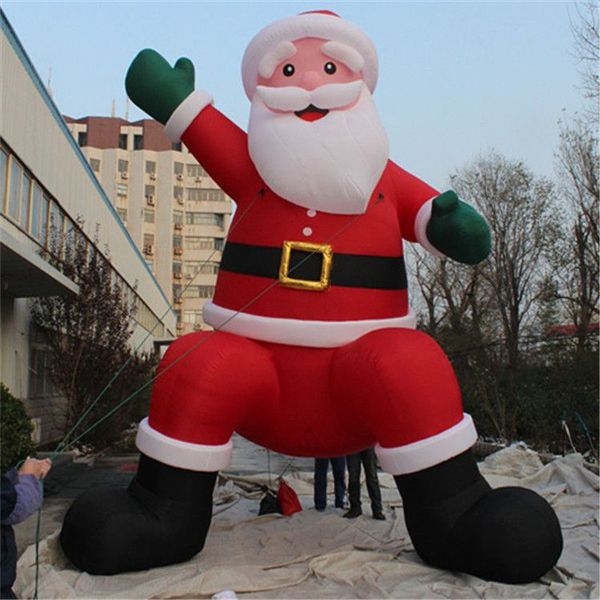 wholesale Papá Noel inflable de Navidad al aire libre de 8 mH (26 pies) con soplador para discoteca Escenario navideño Decoración de eventos Decoración navideña