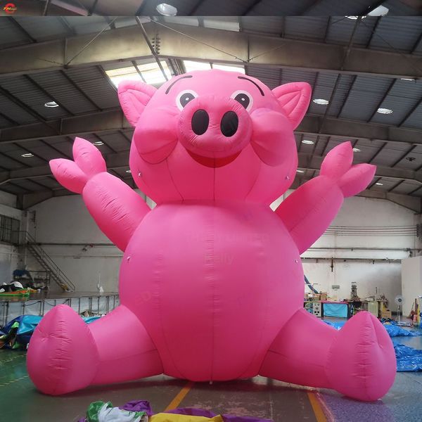 wholesale 8mH (26ft) avec ventilateur Livraison gratuite activités de plein air ballons gonflables géants de dessin animé de cochon rose à vendre