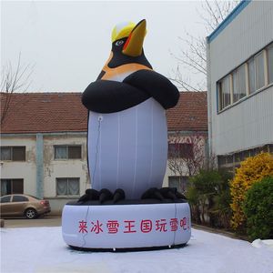 wholesale 8mH (26 pies) con soplador Gigante Publicidad Inflables Globo Pingüino inflable con tira para decoración de la ciudad