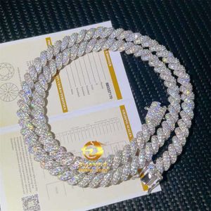 Groothandel 8 mm 1row rond hoek S925 Iced Out Moissanite Diamond Men Cuban Link Chain