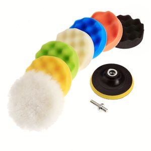 Großhandel - 8 Teile/los 4 zoll Schwamm Polieren Wachsen Waschen Polieren Pad Kit Filz Auto-Styling Pflege Polnisch Auto Auto Waschen dril Pinsel Reinigung