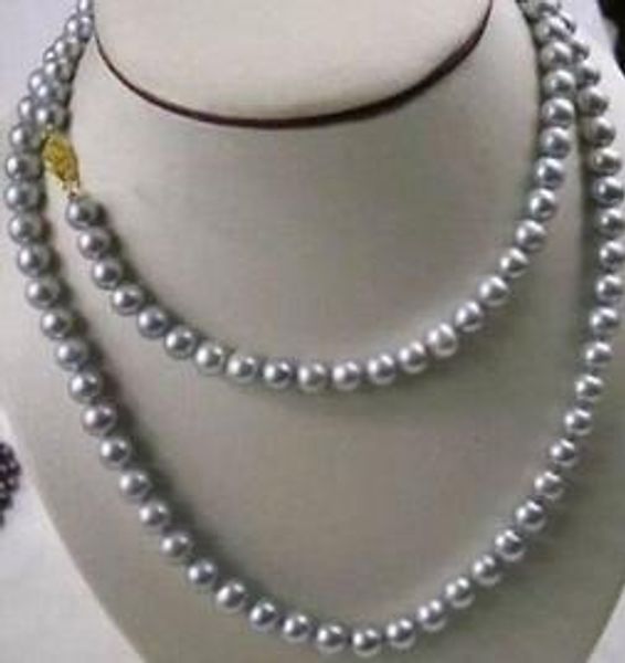 Vente en gros Collier de perles grises de Tahiti 9-10 mm Fermoir en or 14 carats de 38 pouces