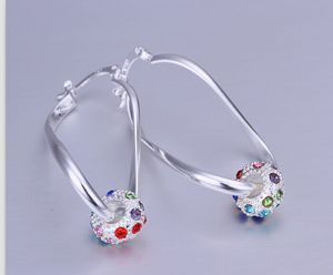 Groothandel-925 Silver Crystal Shambhala Hoop Oorbellen Diamond Wedding Drop Shipping 12pcs / lot E81