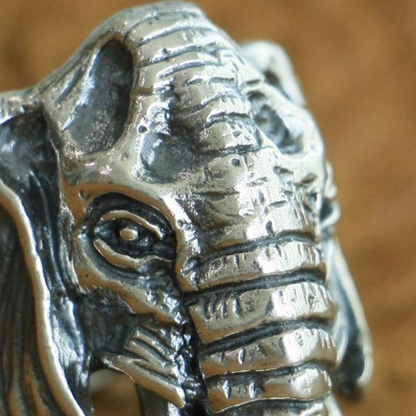 Gros-925 Sterling Silver High Détails Elephant Ring Mens Biker Punk Ring TA120 US Taille 7 à 15