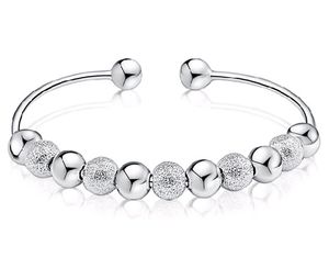 Sterling Silver Plaqué Manchette Bracelet Bracelets Bonne Chance Chanceux Perles Anti allergie Main Bijoux pour Femmes Vente 20pcs / lot